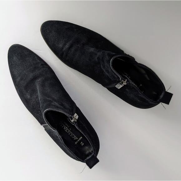 Aquatalia Ankle Boots Womens 8.5 Black Suede Low Heel Pointy Toe Zipper Booties - Picture 13 of 13
